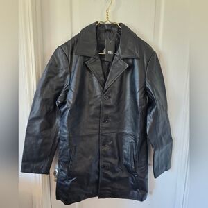 Black Leather Trench Coat‎ NWT Moto Minimalist Goth